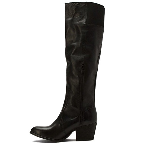 Genuine Leather Thick Block Heel Knee High Boots - Picture 7 of 8